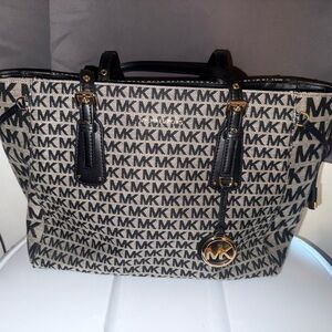 Michael Kors Black and Cream Logo Tote